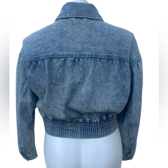 Hollister Balloon Sleeve Denim Jacket Waist Band Jean Jacket Size Large - Picture 9 of 12